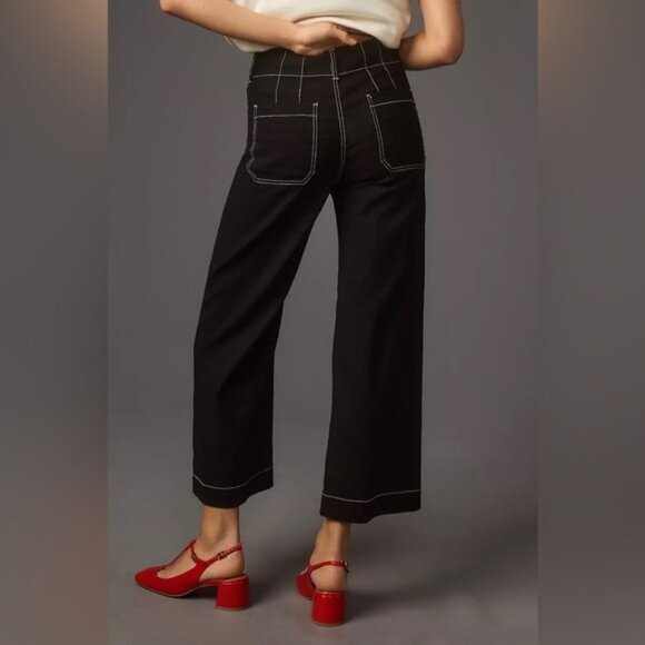 NWT Size 26- The Colette Crop Wide-Leg Pants by Maeve: Contrast-Stitch Edition - Picture 3 of 16